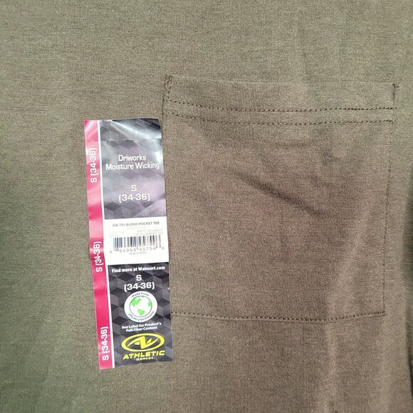 Athletic Works Men's Short Sleeve Smoky Olive Tri-Blend Tee Small (34-36) - Picture 3 of 6